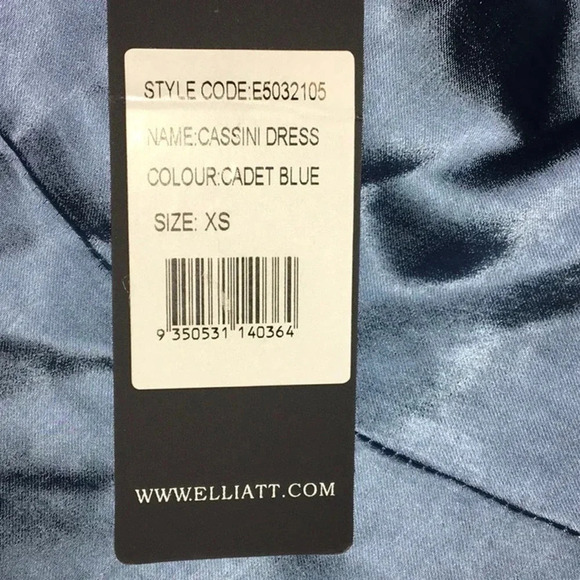 Elliatt Revolve Cassini One-Shoulder Satin Ruched Gown Dress Slit Blue Formal XS - Picture 6 of 9